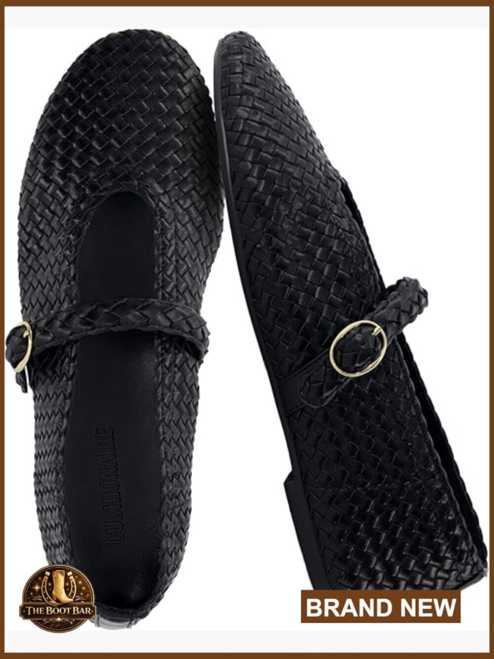 Woven Ballet Flats with Memory Foam, Adjustable Strap, Pointed Toe, All-Day